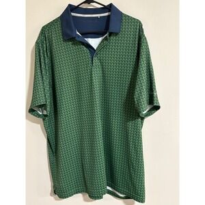 Walter Hagen Mens XL Green Navy Geometric Print Performance Golf Polo Shirt